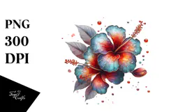 Elegant Hibiscus with Metallic Accents, PNG Product Image 1