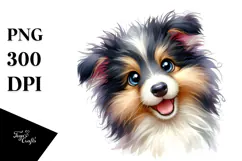 Watercolor Baby Collie, Trending PNG Product Image 1