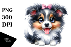 Watercolor Baby Cartoon Collie PNG Product Image 1
