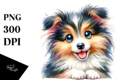 Watercolor Baby Collie, Bright PNG Product Image 1