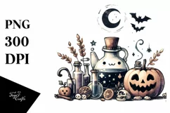 Washed Watercolor Style Simple Halloween Cute Elixir PNG Product Image 3