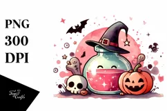 Washed Watercolor Style Simple Halloween Cute Elixir PNG Product Image 3