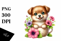 Cute Watercolor Babydog Clipart Product Image 3