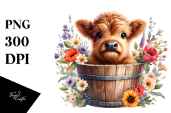 Baby Cow in Wood Bucket, Transparent PNG Product Image 1