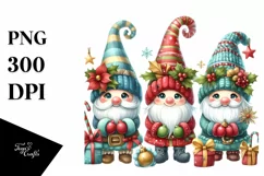 Cute Christmas Gnomes in Front of View from Semiprofile PNG Product Image 1