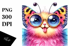 Butterfly Smiling Sunglasses Tongue | Sublimation Clipart Product Image 1