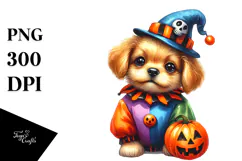 Cute Baby Dog Halloween Drawing | Sublimation Clipart Product Image 1