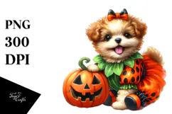 Cute Baby Dog Halloween Drawing | Sublimation Clipart Product Image 1