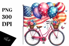 Vintage Vibrant Bicycle Balloons | Clipart Product Image 3