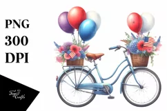 Vintage Vibrant Bicycle Balloons | Clipart Product Image 1