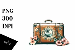 Vintage Tropical Suitcase Clipart | Sublimation | Clipart Product Image 3