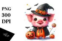 Cute Baby Pig Watercolor PNG Product Image 1