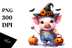 Cute Baby Pig Watercolor PNG Product Image 1