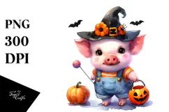Cute Baby Pig Watercolor PNG Product Image 1