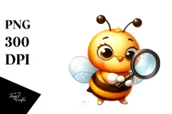Funny Baby Bee with Magnifying Clipart Product Image 1