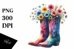 Colorful Cowboy Boots as Flower Pot | Clipart Product Image 3