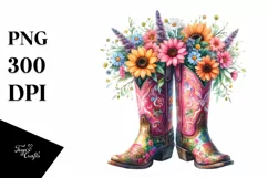 Colorful Cowboy Boots as Flower Pot | Clipart Product Image 1