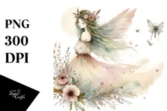 Washed Watercolor Boho Fairy PNG Product Image 1