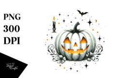 Simplistic Halloween Pumpkin Light Glitter PNG Product Image 1