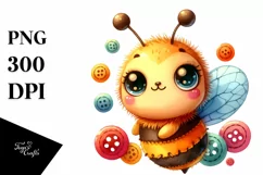 Small Colorful Plush Bee | Watercolor Clipart Product Image 3