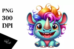 Colorful Baby Rhino Clipart Product Image 3