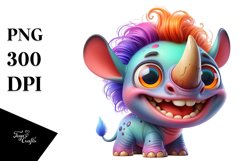 Colorful Baby Rhino Clipart Product Image 1