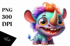 Colorful Baby Rhino Clipart Product Image 1
