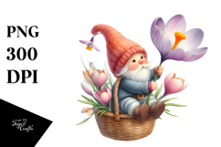 Cute Gnome with Crocus, Transparent PNG Product Image 1