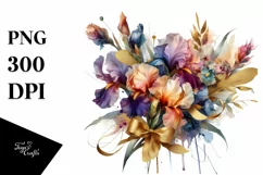 Abstract Watercolor Bouquet Gold Foil Clipart Product Image 3