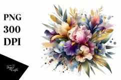 Abstract Watercolor Bouquet Gold Foil Clipart Product Image 3
