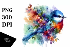 Vibrant Floral Bird Art | Sublimation | Clipart Product Image 1