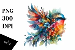 Vibrant Floral Bird Art | Sublimation | Clipart Product Image 1