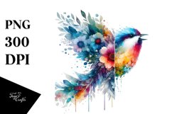 Vibrant Bird Half Flowers Abstract Watercollor | Clipart Product Image 3