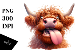 Goofy Highland Cow with Sunglasses PNG Product Image 1