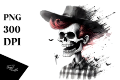 Washed Watercolor Style Simple Vampire Skull Woody Product Image 1