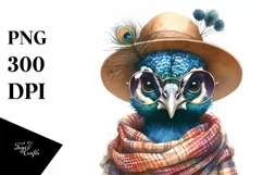 Smiling Peacock with Scarf | Clipart, Boho Style Product Image 3