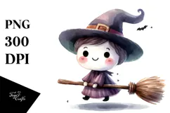 Halloween Clipart with Broomstick, Transparent PNG Product Image 1