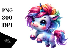 Cute Baby Unicorn Jumping PNG Product Image 1