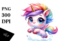 Cute Baby Unicorn Jumping PNG Product Image 1