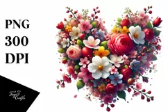 Spring Flower Heart Digital Painting PNG Product Image 1
