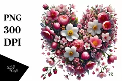 Spring Flower Heart Digital Painting PNG Product Image 1