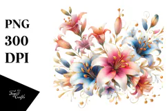 Colorful Lily Gold Insertions Flower PNG Product Image 1