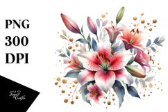 Colorful Lily Gold Insertions Flower PNG Product Image 1