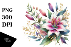 Colorful Lily with Gold Insertions PNG Product Image 1
