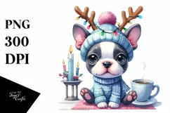 Expressive Baby Winter Boston Terrier PNG Product Image 1