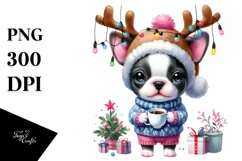 Winter Baby Boston Terrier, High-Quality PNG Product Image 3