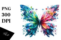 Abstract Vibrant Butterfly with Flowers PNG Product Image 1