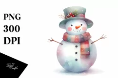 Pastel Snowman with Scarf PNG Product Image 1