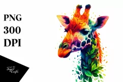 Abstract Vibrant Giraffe with Leaf Body PNG Product Image 3