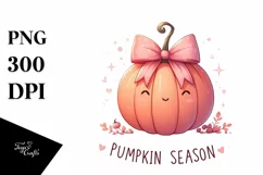 Pumpkin Season with Pink Bow PNG Product Image 1